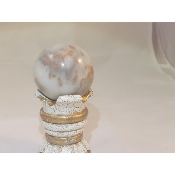 Large Marble Onyx Stone Ball White Grey 3" Polished - Picture 2 of 7